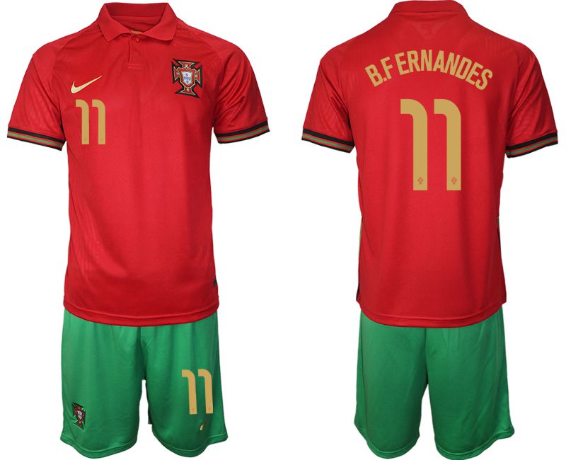 Men 2020-2021 European Cup Portugal home red #11 Nike Soccer Jersey->portugal jersey->Soccer Country Jersey